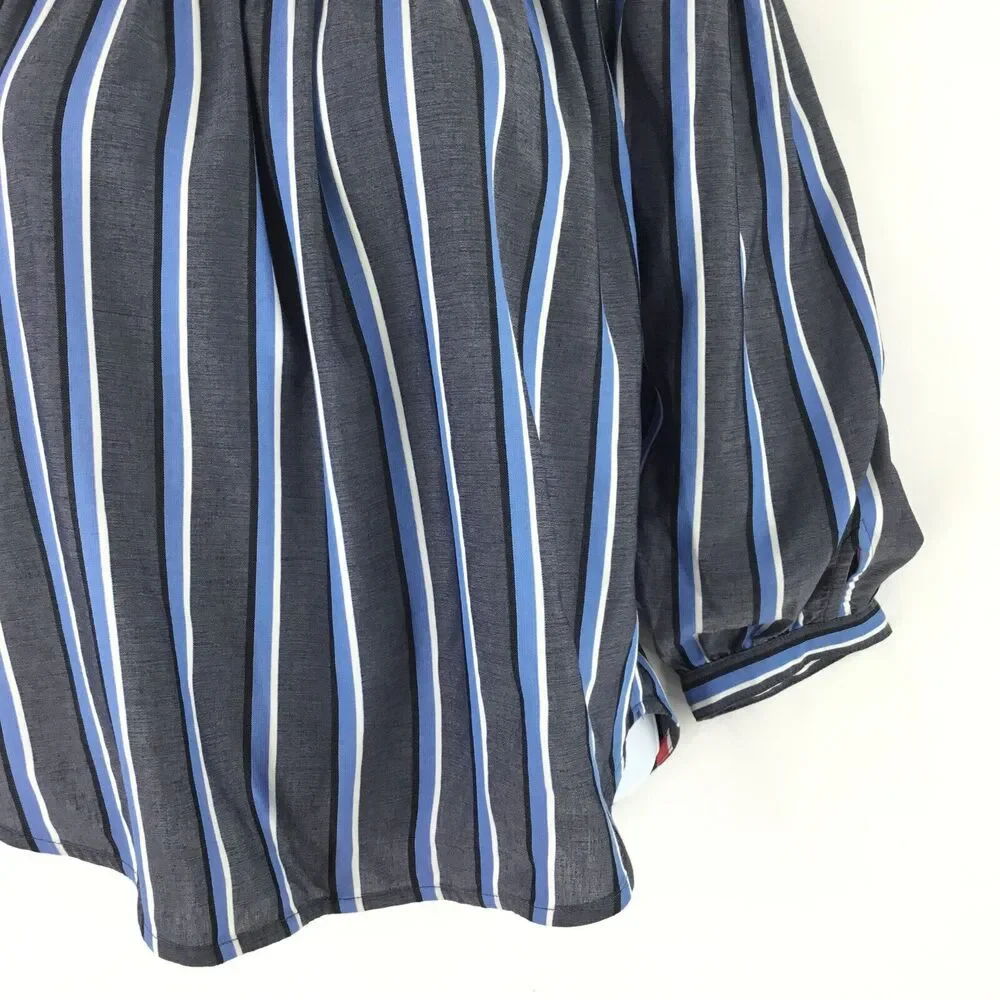 Express Reversible Top Women XS Red White Blue Stripe Off the Shoulder Patriotic - Picture 6 of 13